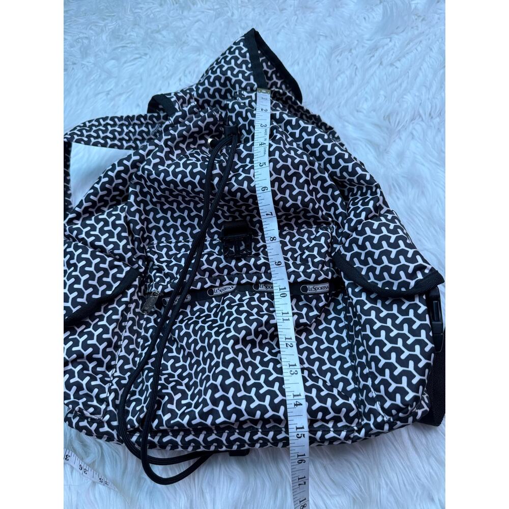 LeSportsac‎ Voyager Backpack Peppercorn Black White Geometric Travel Minimalist - Picture 11 of 15